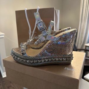 Authentic High Heels Silver Louboutin size 8